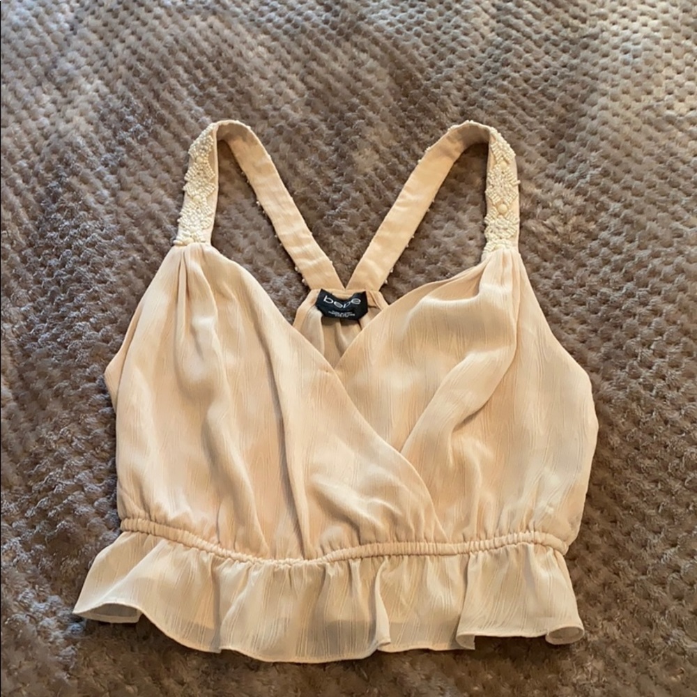 Bebe beaded strap crop top